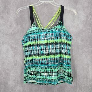 102. BCG Green Padded Sports Bra Swimwear Tankini Drape Back Tank Top Medium M 8